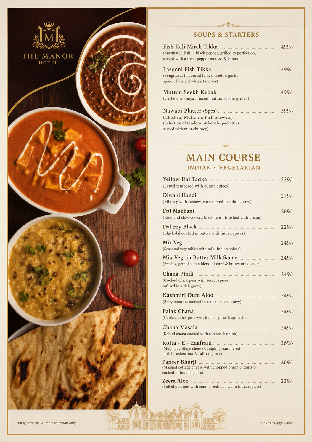 Hotel The Manor Menu