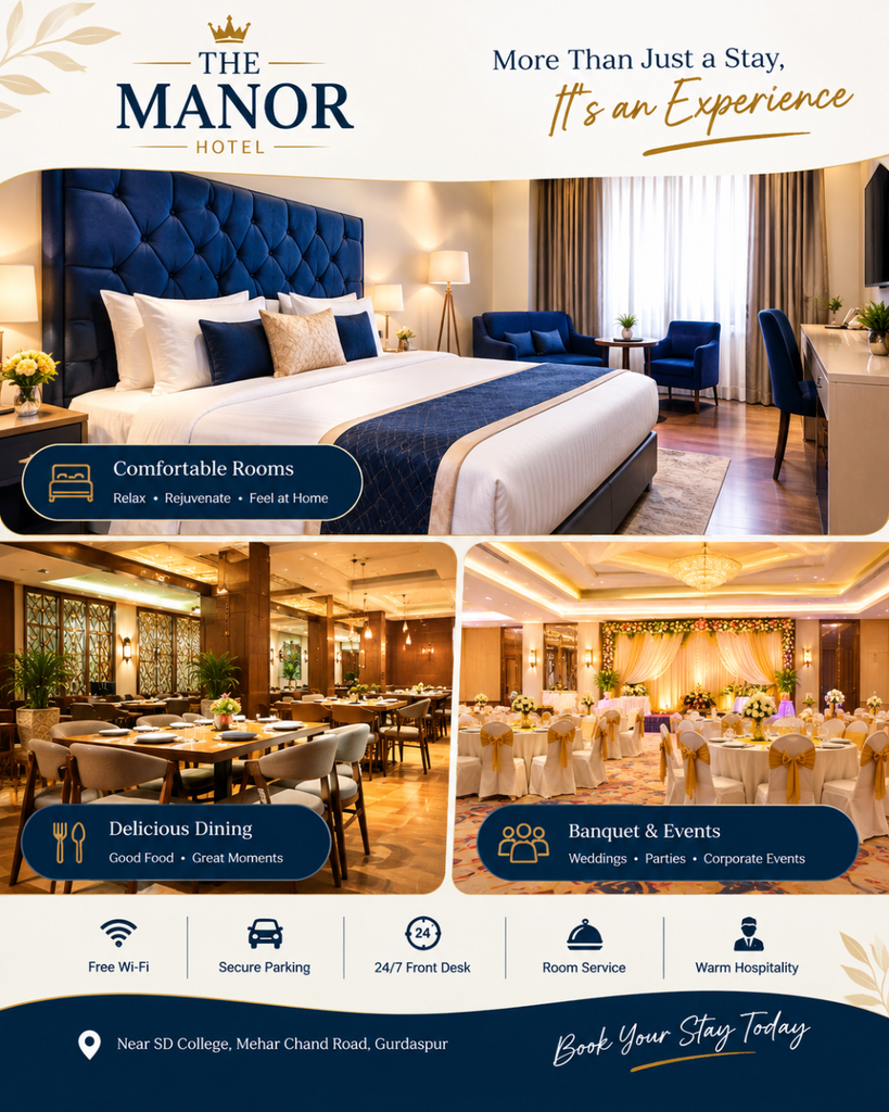 Hotel The Manor restaurant in Gurdaspur